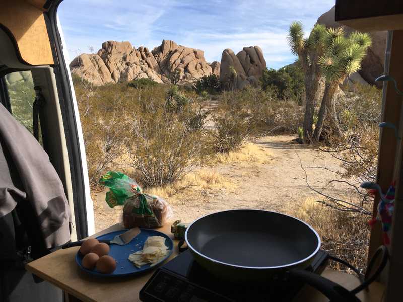 Cooking up some grilled cheese in Joshua Tree National Park