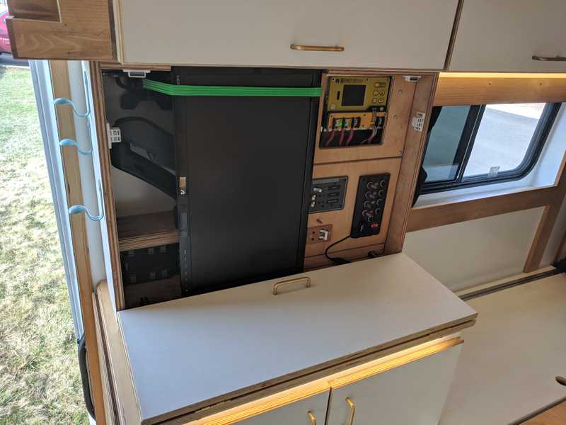 Standing desk folded & electrical panel